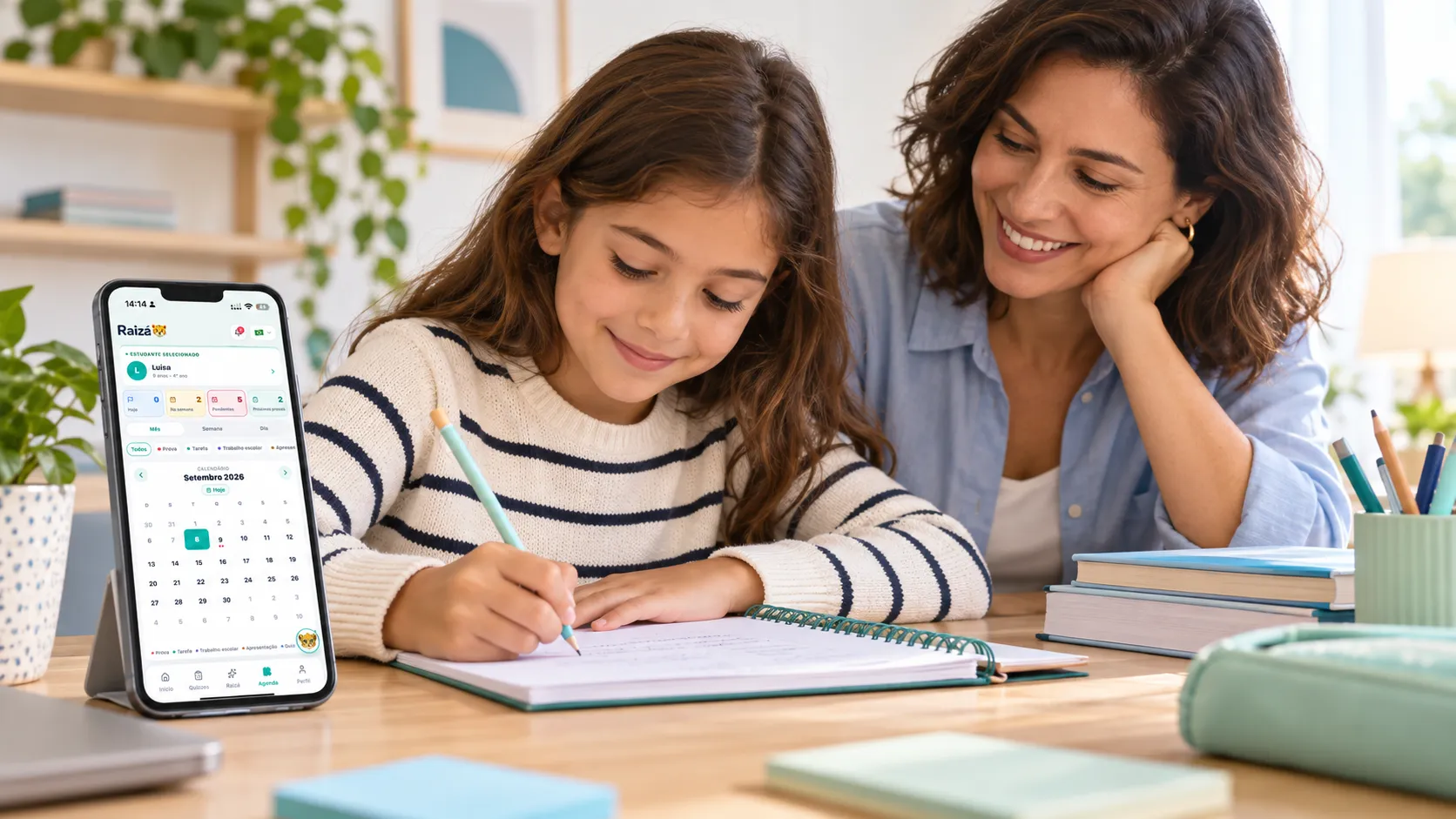 Rotina de estudos organizada para uma criança do Ensino Fundamental com apoio da família